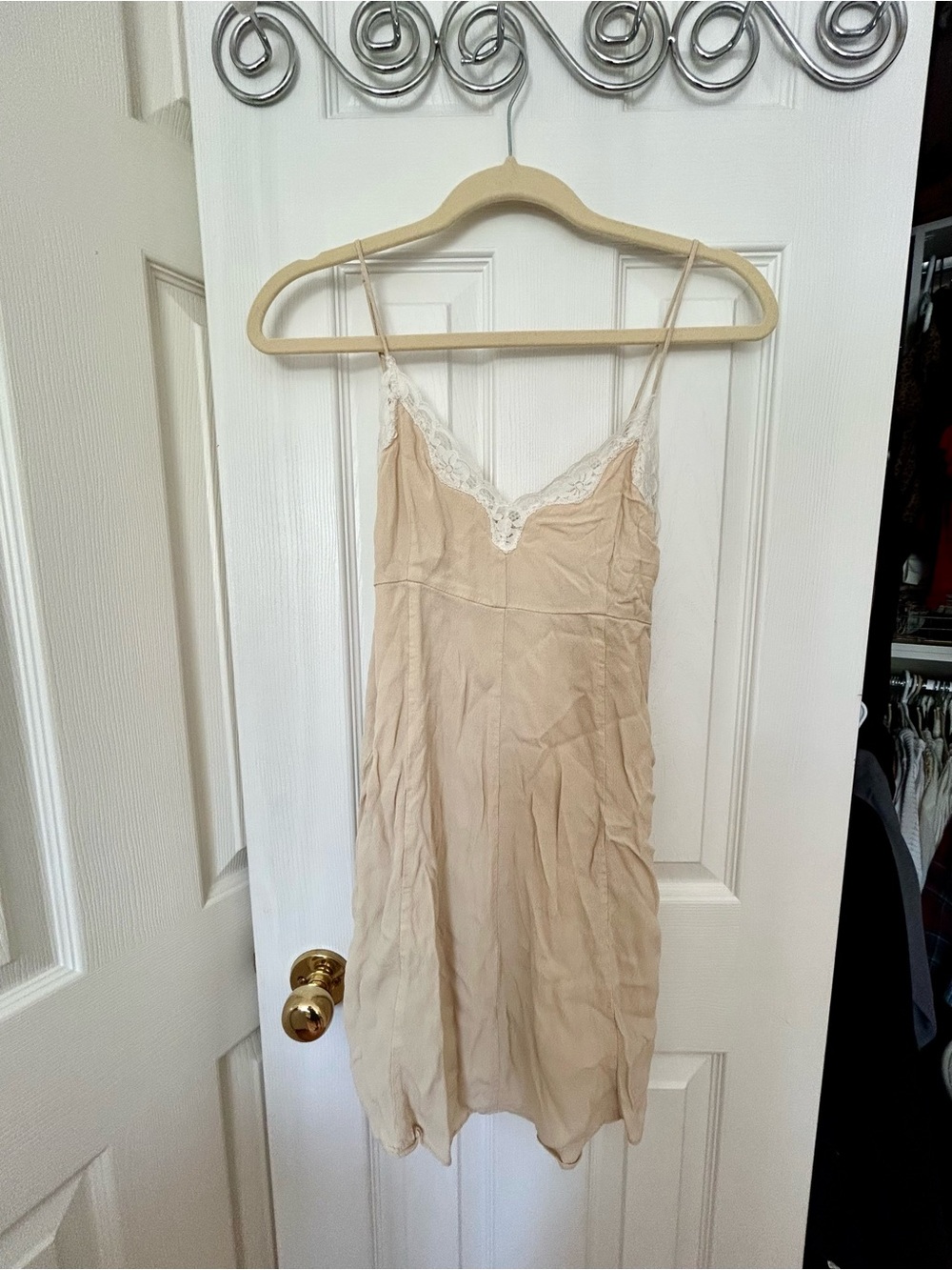 Wilfred Beige Lace-Trim Slip Dress